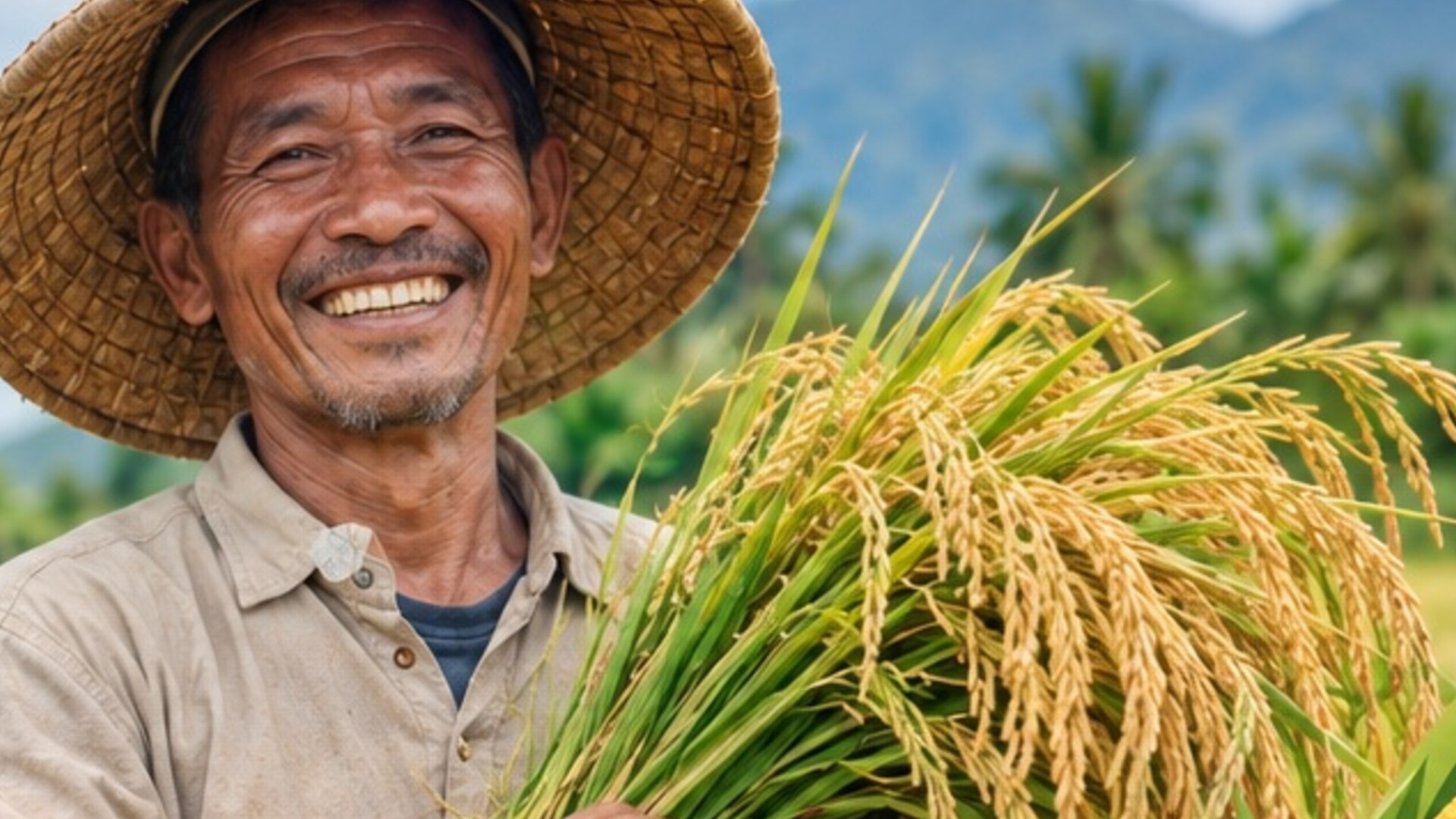 Petani Indonesia di area persawahan